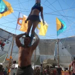 Suddenly, acrobats at Center Camp Cafe, Burning Man, August '15