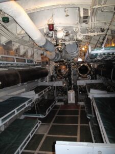 USS Silversides forward torpedo tubes. The torpedo crew bunked in one of the torpedo storage areas, sleeping amidst enough explosives to sink a battleship.