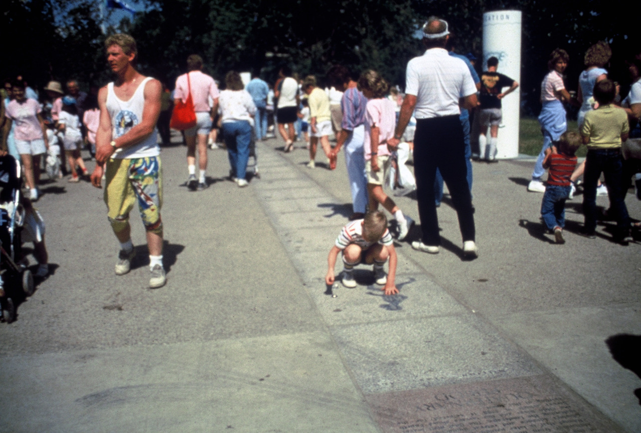 Each of the timeline’s 450 36” granite squares had a durable flamed finish. About 50 squares had interpretive text, and, for many, graphics as well.