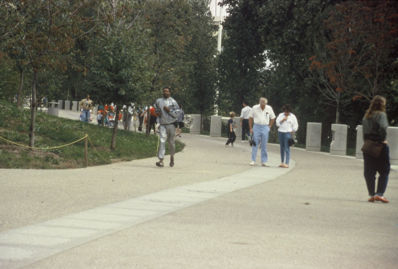 Text engraved into the timeline’s 36” granite squares at key times describes geologic events.